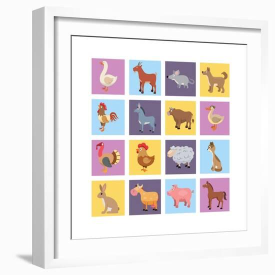 Farm Animals Set-Macrovector-Framed Art Print