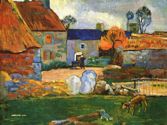 Farm At Pouldu-Paul Gauguin-Framed Textured Art