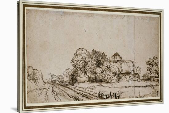 Farm Buildings Beside a Road-Rembrandt van Rijn-Stretched Canvas