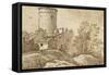 Farm Buildings by the Tiber-Claude Lorraine-Framed Stretched Canvas