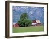 Farm Buildings with Mountain Slopes Behind, Jackson Hole, Wyoming, USA-Mcleod Rob-Framed Photographic Print