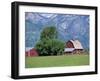 Farm Buildings with Mountain Slopes Behind, Jackson Hole, Wyoming, USA-Mcleod Rob-Framed Photographic Print