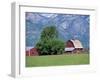 Farm Buildings with Mountain Slopes Behind, Jackson Hole, Wyoming, USA-Mcleod Rob-Framed Photographic Print