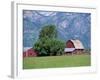 Farm Buildings with Mountain Slopes Behind, Jackson Hole, Wyoming, USA-Mcleod Rob-Framed Photographic Print