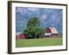 Farm Buildings with Mountain Slopes Behind, Jackson Hole, Wyoming, USA-Mcleod Rob-Framed Photographic Print