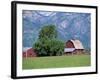 Farm Buildings with Mountain Slopes Behind, Jackson Hole, Wyoming, USA-Mcleod Rob-Framed Photographic Print