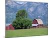 Farm Buildings with Mountain Slopes Behind, Jackson Hole, Wyoming, USA-Mcleod Rob-Mounted Photographic Print