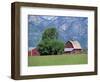 Farm Buildings with Mountain Slopes Behind, Jackson Hole, Wyoming, USA-Mcleod Rob-Framed Photographic Print