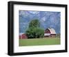 Farm Buildings with Mountain Slopes Behind, Jackson Hole, Wyoming, USA-Mcleod Rob-Framed Photographic Print