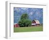 Farm Buildings with Mountain Slopes Behind, Jackson Hole, Wyoming, USA-Mcleod Rob-Framed Photographic Print