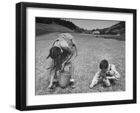 Farm Children Gleaning Field After Wheat Harvest-William Vandivert-Framed Photographic Print