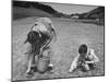 Farm Children Gleaning Field After Wheat Harvest-William Vandivert-Mounted Photographic Print