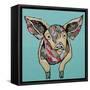 Farm Collage on Teal I-Gina Ritter-Framed Stretched Canvas