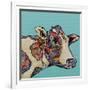 Farm Collage on Teal II-Gina Ritter-Framed Art Print