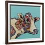 Farm Collage on Teal II-Gina Ritter-Framed Art Print