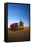 Farm Combine Parked by Silo, Palouse Country, Washington, USA-Terry Eggers-Framed Stretched Canvas