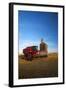 Farm Combine Parked by Silo, Palouse Country, Washington, USA-Terry Eggers-Framed Photographic Print