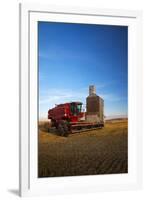 Farm Combine Parked by Silo, Palouse Country, Washington, USA-Terry Eggers-Framed Photographic Print