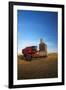 Farm Combine Parked by Silo, Palouse Country, Washington, USA-Terry Eggers-Framed Photographic Print