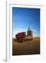 Farm Combine Parked by Silo, Palouse Country, Washington, USA-Terry Eggers-Framed Photographic Print