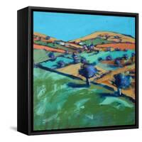 Farm Cornwall, 2021 (acrylic on board)-Paul Powis-Framed Stretched Canvas