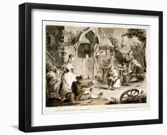 Farm Courtyard (A Country Musicia), 18th Century-Pietro Antonio Novelli-Framed Giclee Print