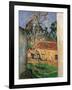 Farm Courtyard in Auvers-Paul Cézanne-Framed Giclee Print