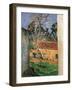 Farm Courtyard in Auvers-Paul Cézanne-Framed Giclee Print