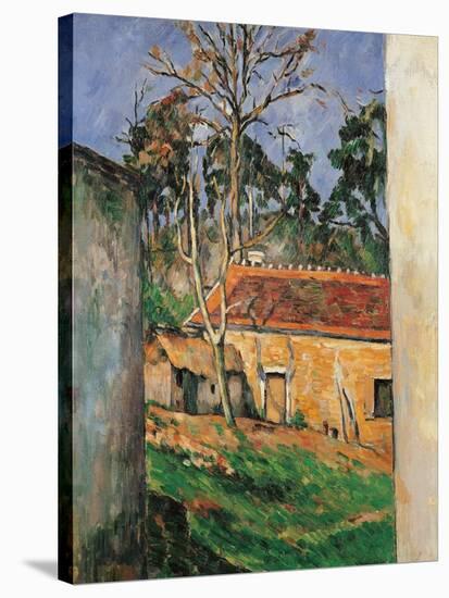 Farm Courtyard in Auvers-Paul Cézanne-Stretched Canvas