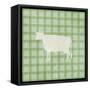 Farm Cow on Plaid-Elizabeth Medley-Framed Stretched Canvas