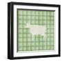 Farm Cow on Plaid-Elizabeth Medley-Framed Art Print