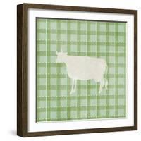 Farm Cow on Plaid-Elizabeth Medley-Framed Art Print