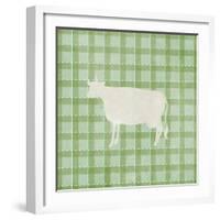 Farm Cow on Plaid-Elizabeth Medley-Framed Art Print