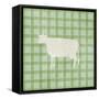 Farm Cow on Plaid-Elizabeth Medley-Framed Stretched Canvas