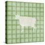 Farm Cow on Plaid-Elizabeth Medley-Stretched Canvas