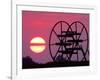 Farm Equipment is Silhouetted by a Setting Sun-null-Framed Photographic Print