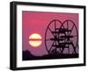 Farm Equipment is Silhouetted by a Setting Sun-null-Framed Photographic Print