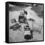 Farm Equipment Surrounding a Farmer's Jeep in Demonstration of Postwar Uses for Military Vehicles-Myron Davis-Framed Stretched Canvas