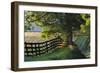 Farm Fence at Sunrise, Oldham County, Kentucky-Adam Jones-Framed Photographic Print