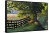 Farm Fence at Sunrise, Oldham County, Kentucky-Adam Jones-Framed Stretched Canvas