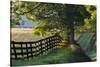 Farm Fence at Sunrise, Oldham County, Kentucky-Adam Jones-Stretched Canvas