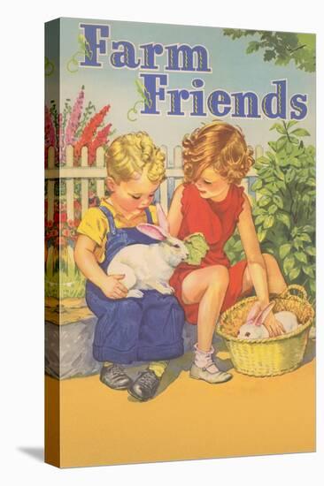 Farm Friends, Children with Rabbits-null-Stretched Canvas