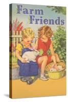 Farm Friends, Children with Rabbits-null-Stretched Canvas