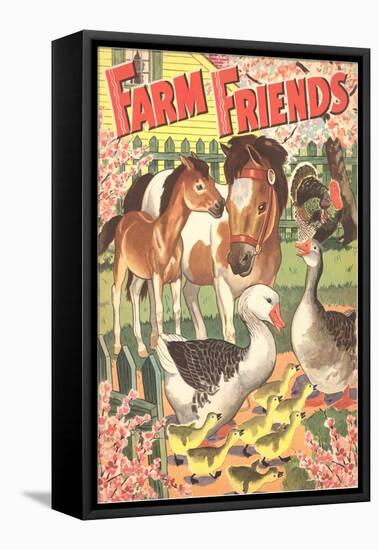 Farm Friends, Geese, Horses-null-Framed Stretched Canvas