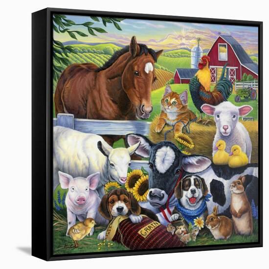 Farm Friends-Jenny Newland-Framed Stretched Canvas