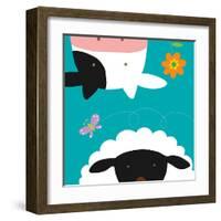 Farm Group: Cow and Sheep-Yuko Lau-Framed Art Print