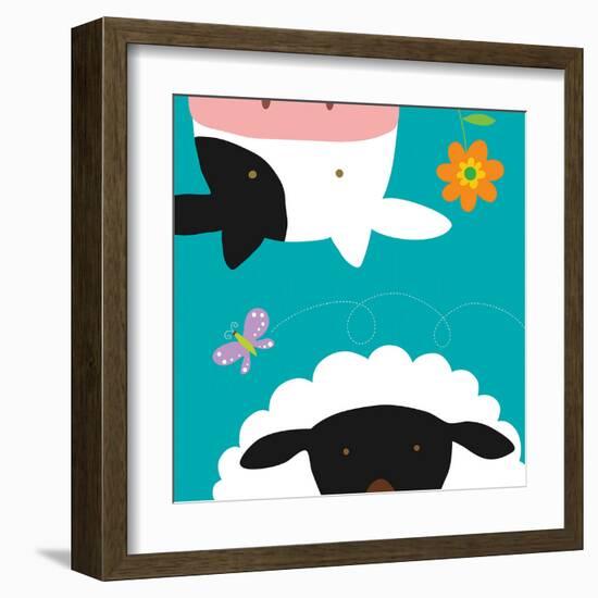 Farm Group: Cow and Sheep-Yuko Lau-Framed Art Print