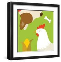 Farm Group: Hen and Dog-Yuko Lau-Framed Art Print