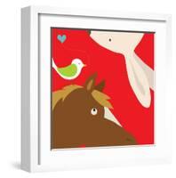 Farm Group: Rabbit and Horse-Yuko Lau-Framed Art Print