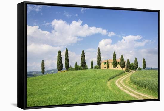 Farm House with Cypress Tree-Markus Lange-Framed Stretched Canvas